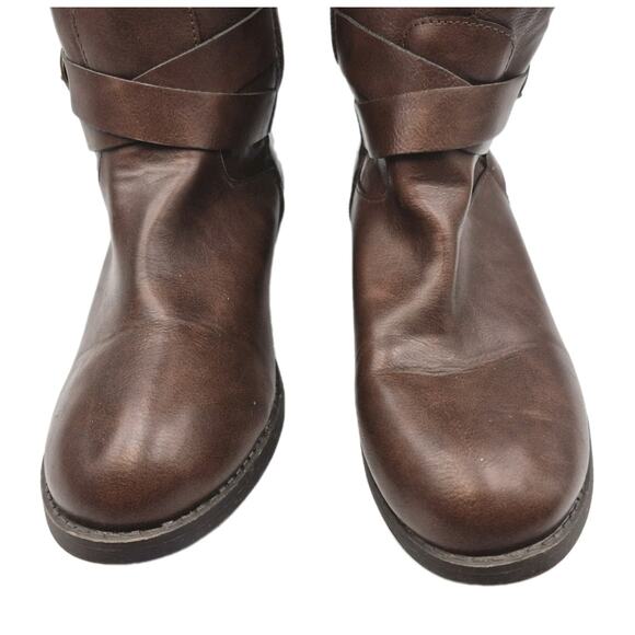 Me Too Belinda Brown Faux Leather Knee High Boots Side Zip Size 7W - Picture 3 of 10